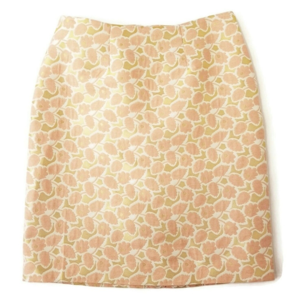 MERONA Pencil Skirt Size 2 Floral Pink Gold NWOT